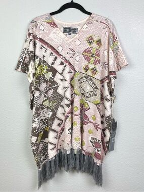 NWT Double D Ranch Women's Small Medium Sunset on the Mountain Poncho Aztec